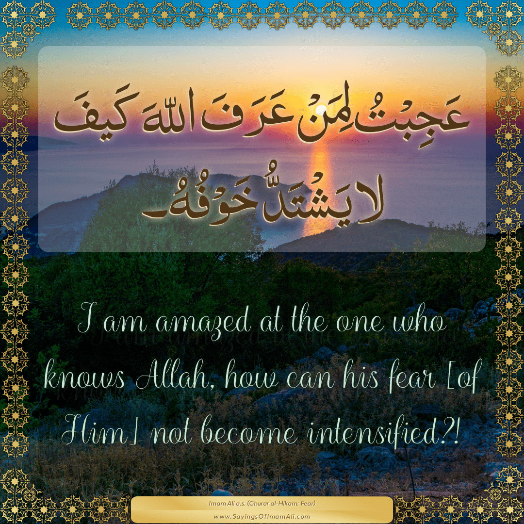 I am amazed at the one who knows Allah, how can his fear [of Him] not...